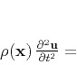 \begin{displaymath}
\rho(\mathbf{x})\,\frac{\partial^2 \mathbf{u}}{\partial t^2} =
\end{displaymath}