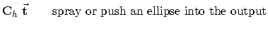 $\displaystyle \bold C_h \vec {\bold t}
\quad\quad {\rm spray or push an ellipse into the output}$
