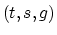 $(t,s,g)$