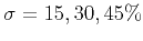 $\sigma=15,30,45\%$