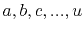 $ a,b,c,...,u$