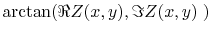 $\arctan( \Re Z(x,y), \Im Z(x,y)\;)$