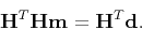 \begin{displaymath}
\mathbf H^T \mathbf H \mathbf m = \mathbf H^T \mathbf d.
\end{displaymath}