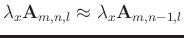 $ \lambda_{x}
\mathbf{A}_{m,n,l} \approx \lambda_{x} \mathbf{A}_{m,n-1,l} $