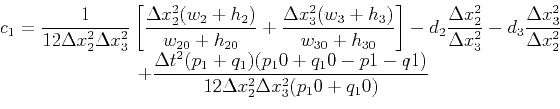 \begin{displaymath}\begin{array}{c} \displaystyle c_1=\frac{1}{12\Delta x_2^2\De...
...+q_10-p1-q1)}{12\Delta x_2^2\Delta x_3^2(p_10+q_10)}\end{array}\end{displaymath}