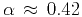 $\alpha \approx 0.42$