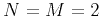 $ N=M=2$