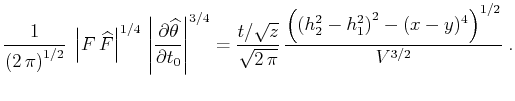 $\displaystyle {1\over{\left(2 \pi\right)^{1/2}}} \;
\left\vert F \widehat{F}...
...{{\left(\left(h_2^2-h_1^2\right)^2 - (x-y)^4\right)^{1/2}}
\over {V^{3/2}}}\;.$