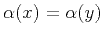 $ \alpha(x) = \alpha(y)$