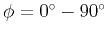 $ \theta =0^\circ -90^\circ $
