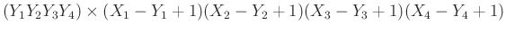 $(Y_1 Y_2 Y_3 Y_4) \times (X_1-Y_1+1)(X_2-Y_2+1)(X_3-Y_3+1)(X_4-Y_4+1)$