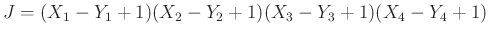 $J=(X_1-Y_1+1)(X_2-Y_2+1)(X_3-Y_3+1)(X_4-Y_4+1)$