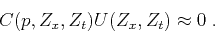 \begin{displaymath}
C(p, Z_x, Z_t)U(Z_x,Z_t) \approx 0\;.
\end{displaymath}