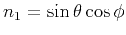 $ n_1 = \sin\theta \cos\phi$