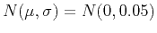 $N(\mu,\sigma)=N(0,0.05)$
