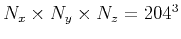$ N_x \times N_y \times N_z=204^3$